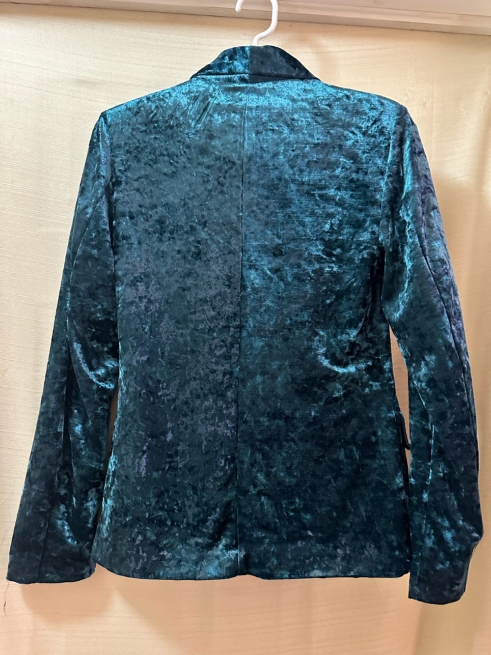 Cleo Teal Crushed Velvet Blazer XS Tailored Stretch Jacket Chic - Picture 7 of 8
